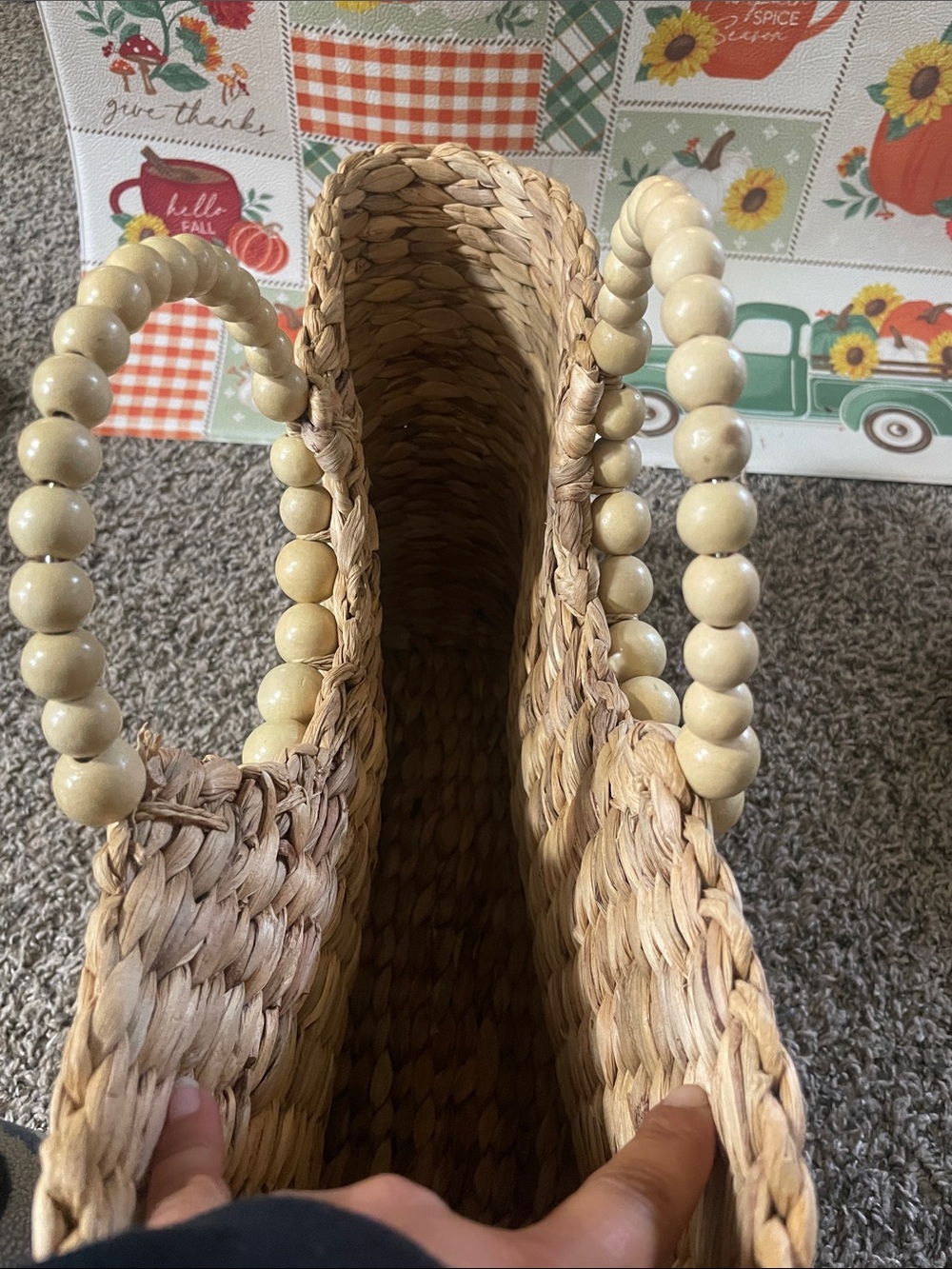 a new day Natural Straw Tote Bag with Beaded Round Handles - Picture 6 of 6